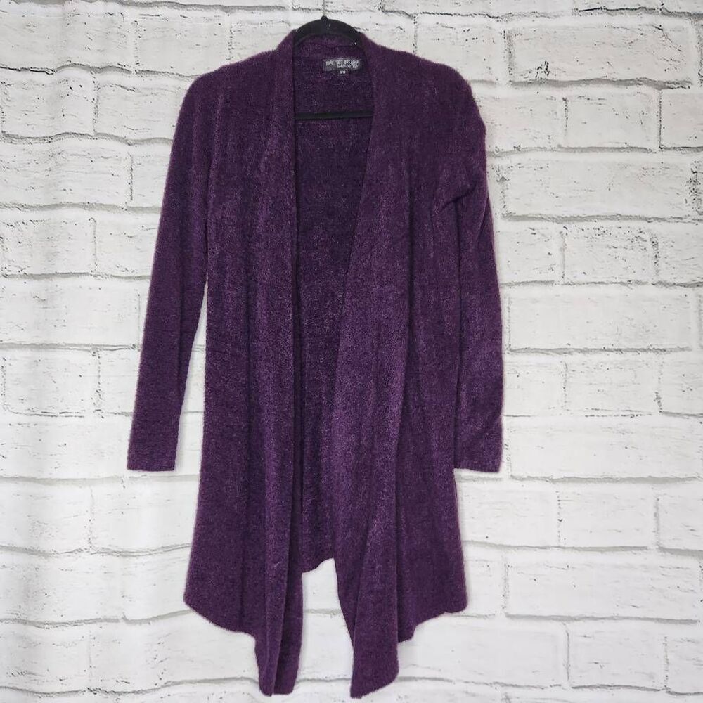 Barefoot Dreams Womens Purple Open Front Draped Bamboo Chic Lite Cardigan Small